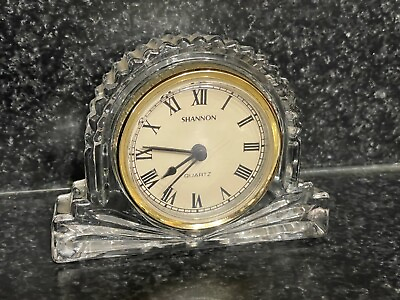 #ad SHANNON Leaded Crystal Mantel Clock 4 1 2quot; Base New Battery amp; Extra Battery $39.95