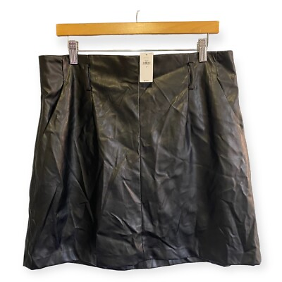 #ad Banana Republic Vegan Leather Mini Skirt Size 14 Black NEW NWT $14.99