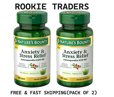 #ad 2 PACK Nature’s Bounty Anxiety amp;Stress Relief SuplementAshwagandha KSM 6650 Ct $21.96