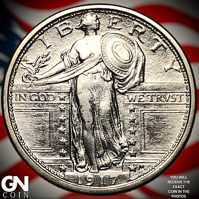 #ad 1917 P TYPE 1 Standing Liberty Quarter Y1722 $198.00