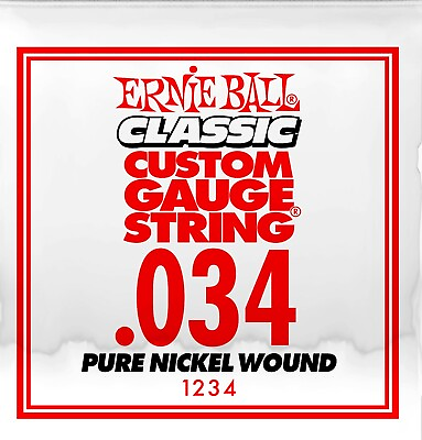 #ad ERNIE BALL 1234 .034 Classic Pure Nickel Wound Electric Guitar SINGLE STRING $6.99