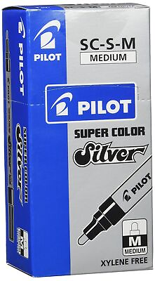 #ad Pilot Super Colour Medium Marker Bullet 4.5 mm Tip Silver Box of 12 Box of 12 $55.67