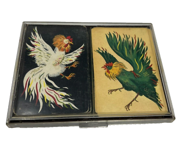 #ad Vintage Arrco Play Cards Chicago Duratone Roosters 2 deck set with case $24.99