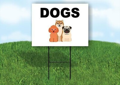 #ad DOGS WITH PICTURE Yard Sign with Stand LAWN SIGN $26.99