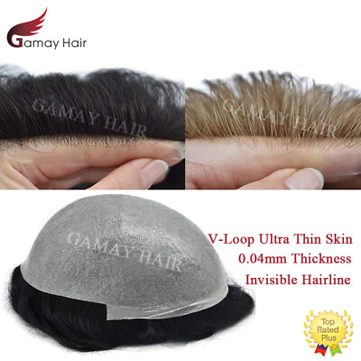 #ad Ultra Thin Skin Mens Toupee Hairpiece Invisible Poly PU Hair Replacement Systems $149.00