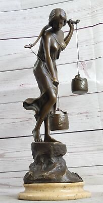 #ad Rare Cast Bronze Vintage Handcrafted Sculpture Art Nouveau Maiden Woman Girl Art $669.00