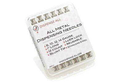 #ad 12 Pack Dispensing Needle 1quot; All Metal Stainless Steel Blunt Tip $9.99
