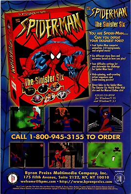 #ad Spider Man The Sinister Six CD Rom Framed Original Wizard Comics Page 1996 Ad $14.95