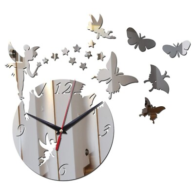 #ad New Wall clock decoration design Office home mirror Living room Butterfly gifts $9.89