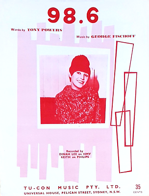 #ad Dinah Lee 98.6 Original 1967 Australian Sheet Music Keith Extremely Scarce AU $59.98