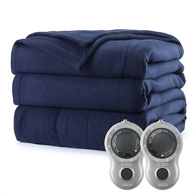 #ad US Queen Size Fleece Electric Heated Blanket Bedding Heating Throw Blanket Blue $21.25