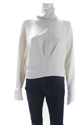 #ad IRO Women#x27;s Turtleneck Long Sleeves Zip Closure Blouse Beige Size 34 $42.69