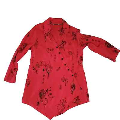 #ad Soft Surroundings Sz M Red Pagoda Chinese Short Dress $19.99