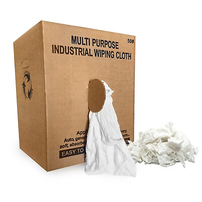 #ad White Knit T Shirt 100% Cotton Cleaning Rags 50 lbs. Box Multipurpose Cleaning $88.99