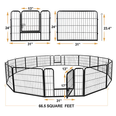 24quot;Tall 16 Panel Durable Pet Playpen DIY Dog Exercise Fence Outdoor for Dog Duck $110.89