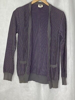 #ad Character Hero Women’s Purple Gray Striped Cardigan Sweater Size Small $12.99
