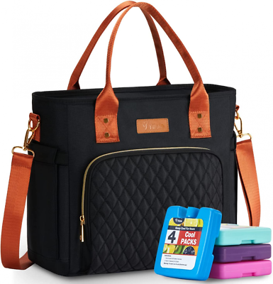 Yitote Lunch Bag Women Insulated with 4 IcepacksCute Bags A1 Black01 $37.94