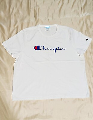 #ad Champions Womens Stitched Sport Shirts 2XL Embroidered Logo White Short Sleeves $25.99