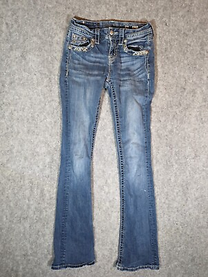 #ad Womens Miss Me Jeans Size 2 Mid Rise Blue Bootcut Regular Fit Pants $23.75