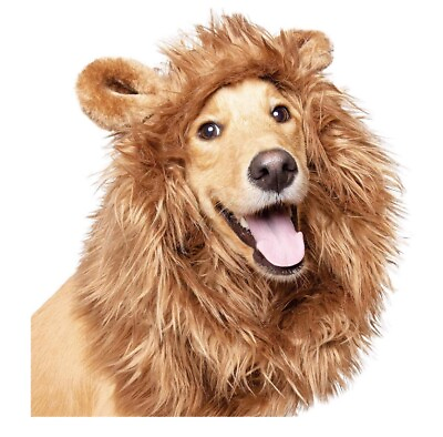 #ad Lion Halloween Costume for Large Dogs Mane Wig Brown w Tail Poof $16.20