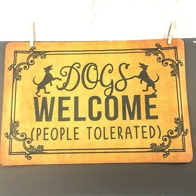 Funny Front Door Mat Brown Indoor Outdoor Dogs Welcome People Tolerated $25.00