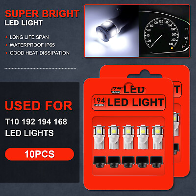 #ad 10pcs Twist Lock Sockets Wedge Instrument Panel Dash Light Bulbs White T10 168 $9.81