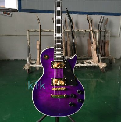 #ad Custom LP Electric Guitar Purple Maple Top Black Fretboard Guitar Gold Hardware $269.00