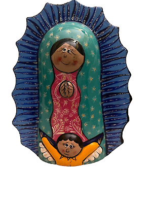 #ad Our Lady of Guadalupe Ceramic Mexican Religious Folk Art Plaque Hanging OR Stand $19.99