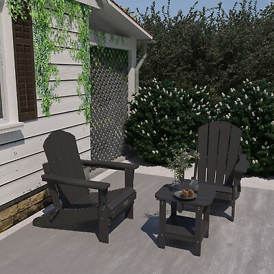 #ad Mondawe Adirondack Chair Set of 2 w Side Table Outdoor Fire Pit Chairs for Lawn $285.29