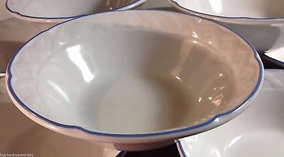 #ad Vina Fera Radiance Fruit Dessert Cereal BOWLS Ceramic WHITE BLUE Sold Lots of 2 $7.99