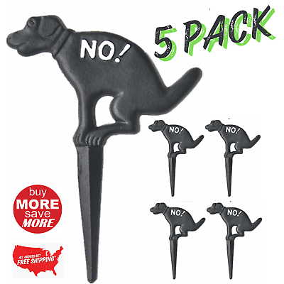 #ad 5 Pack RUSTIC NO DOG POOPING POOP SIGN LAWN YARD STAKE PET WASTE PEE CLEAN UP $64.49