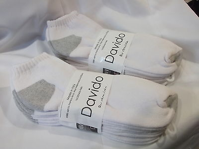 #ad Davido Mens socks ankle low 100% cotton made in Italy white 8 pairs size 10 13 $18.50