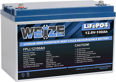 #ad 12V 100AH LiFePO4 Deep Cycle Lithium Battery for RV Marine Off Grid Solar System $249.99
