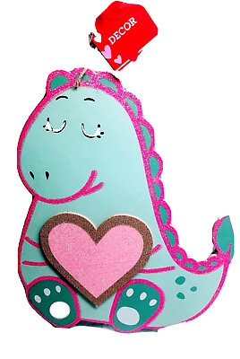 #ad Valentine’s Wood Hanging Wall Dinosaur Decor. 12 Inches High. $29.88