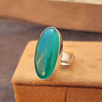 #ad Green Onyx Gemstone Ring 925 Sterling Silver Handmade Partywear Gift Ring HM285 $11.16