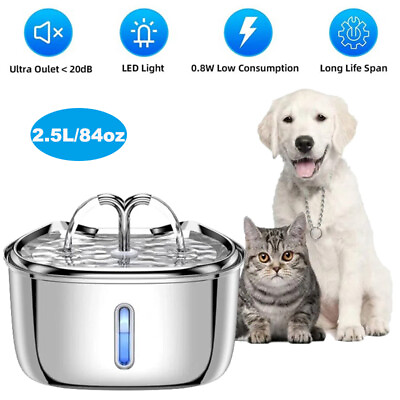 #ad Pet Cat Dog Automatic Water Fountain Water Drinking Bowl Dispenser Dish 2.5L $29.87