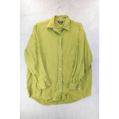 #ad Ny Jeans Womens Button Up Shirt Green Long Sleeve Cuff Collar 100% Cotton M $19.24