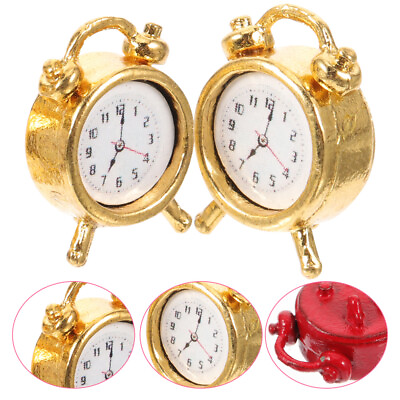 #ad 2 Pcs Clock Decoration Mini Alarm DIY Miniature House Accessories $7.15