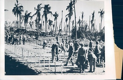 #ad 1945 Soldiers Coast Guardsmen Search Comrades Military Philippine Vintage Photo $17.99