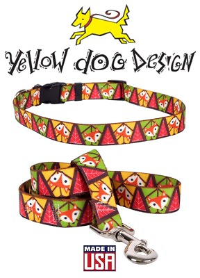 MEDIUM Yellow Dog Design FOX Collar amp; Leash Set Fall Autumn Woodland Neck 14 20quot; $26.95