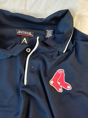 #ad Boston Red Sox Navy Blue And White Polo Shirt XL By Antigua $19.99