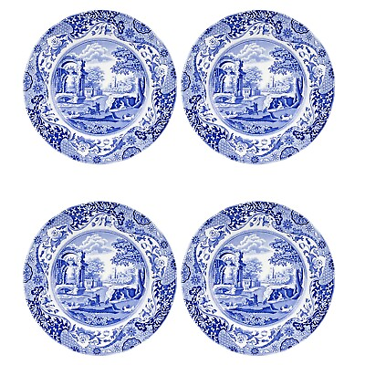 #ad Spode Blue Italian Set of 4 Porcelain Luncheon Plates 9 inch Blue White $68.99