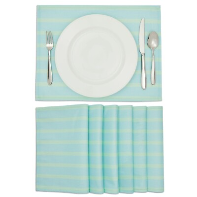 #ad 6x Blue Green Striped Placemat Table Mat for Kitchen Dining Decoration 13x17quot; $14.89