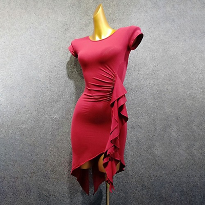 #ad New Sleeveless One Side Wrinkle Lotus Leaf Latin Dance Dress Performance Dress AU $110.60