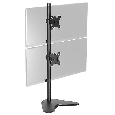 #ad Dual Monitor Desk Stand Free Standing LCD Mount Holds in Stacked Vertical Po... $58.95