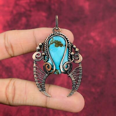 #ad Tibetan Turquoise Pendant Copper Pendant Wire Wrap Gemstone Jewelry Gift For Her $28.80