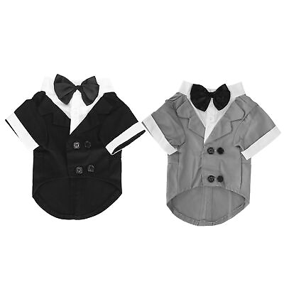 #ad Dog Wedding Clothes Outfit Pet Suit Apperal Party Bow Tie Costume Dress Up Shirt $13.09