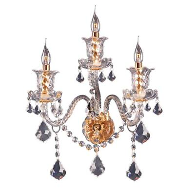 #ad Gold French K9 Crystal Dining Room or Bathroom Wall Sconce Vanity Light Fixture $315.00