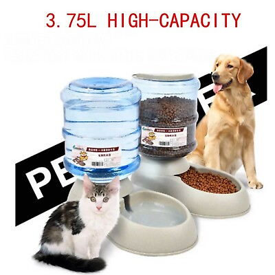 #ad 3.7 Liter Dog Cat Feeder Waterer Automatic Food Water Dispenser Pet Bowl Dish $19.99