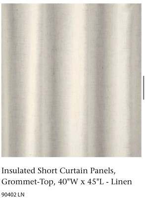 #ad Insulated Short Curtain Panels Grommet Top 40quot;W x 45quot;L Linen $50.00